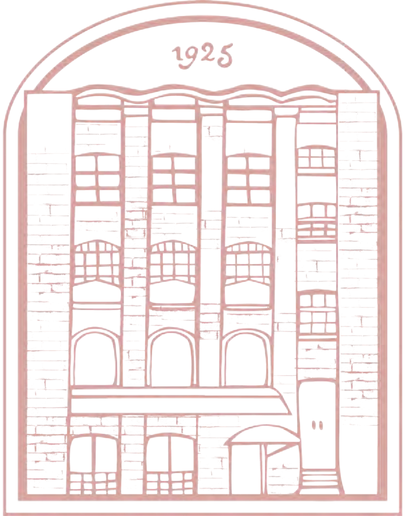 Minimalist pink outline logo of a historic 1925 event venue